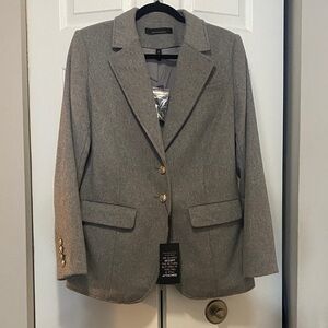 White House Black Market Taupe Blazer with Gold Accents